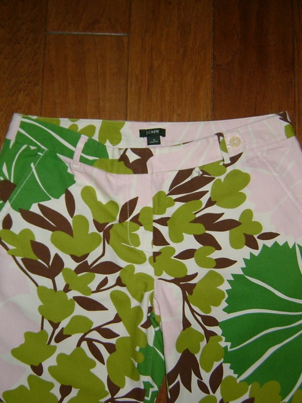 J. Crew Green Floral Capri Crop Pants, Size 10 - Picture 2 of 4